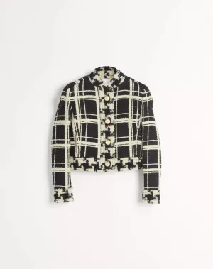 Caban In Macro Check Tweed