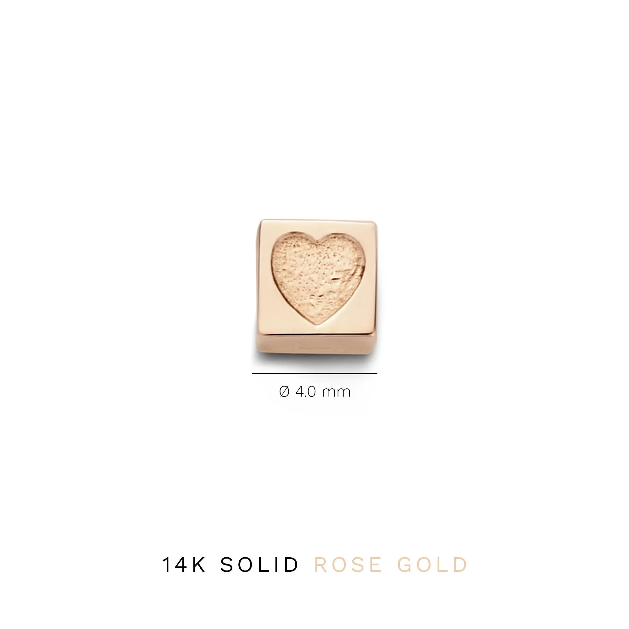 Cadeau d'Isabel 14 karat rose gold cube charm with heart and rose gold necklace gift set