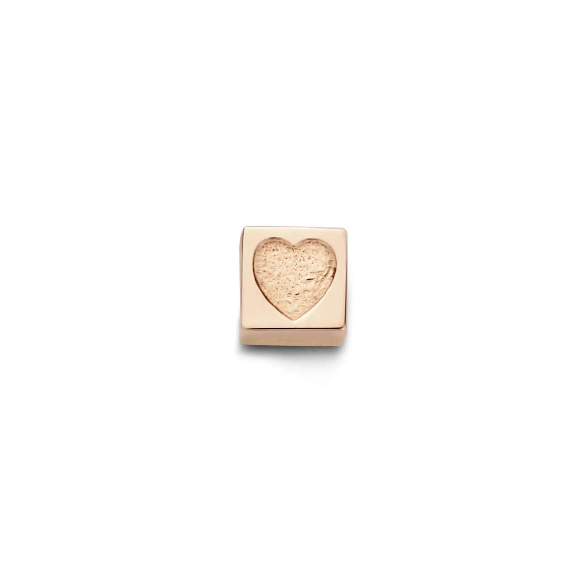 Cadeau d'Isabel 14 karat rose gold cube charm with heart and rose gold necklace gift set
