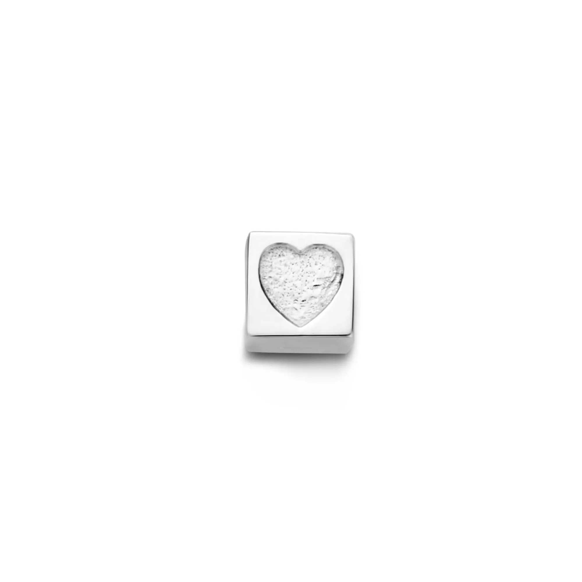 Cadeau d'Isabel 14 karat white gold cube charm with heart and white gold necklace gift set