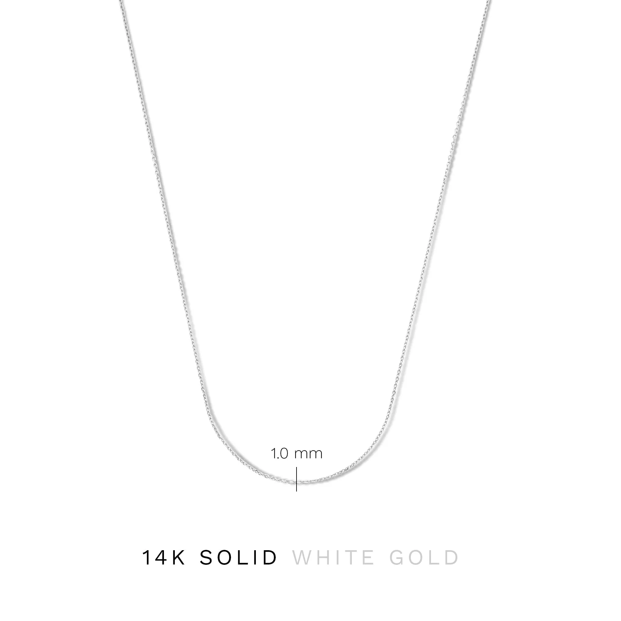 Cadeau d'Isabel 14 karat white gold cube charm with heart and white gold necklace gift set