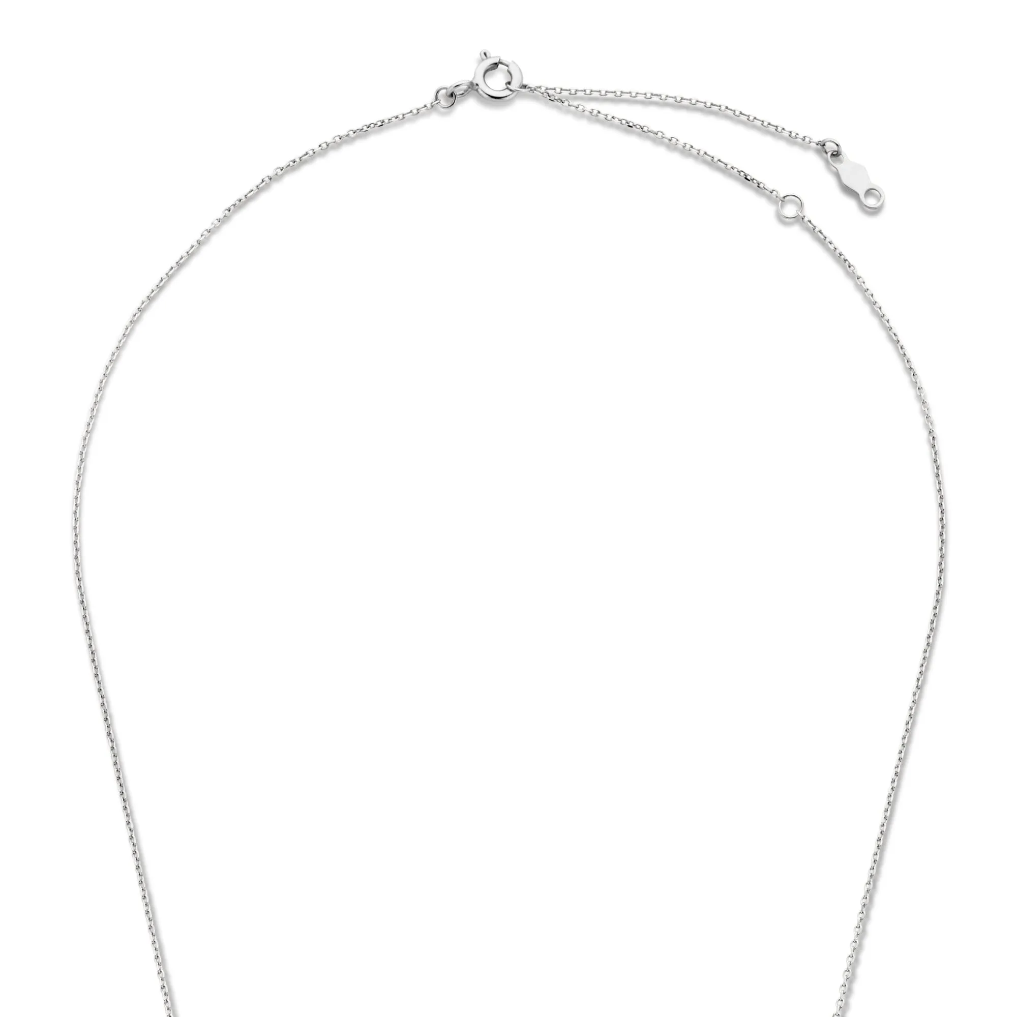 Cadeau d'Isabel 14 karat white gold cube charm with heart and white gold necklace gift set