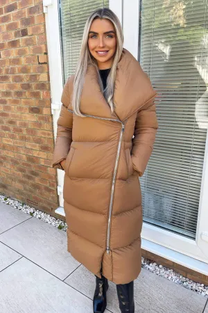 Camel Wrap Puffer Coat