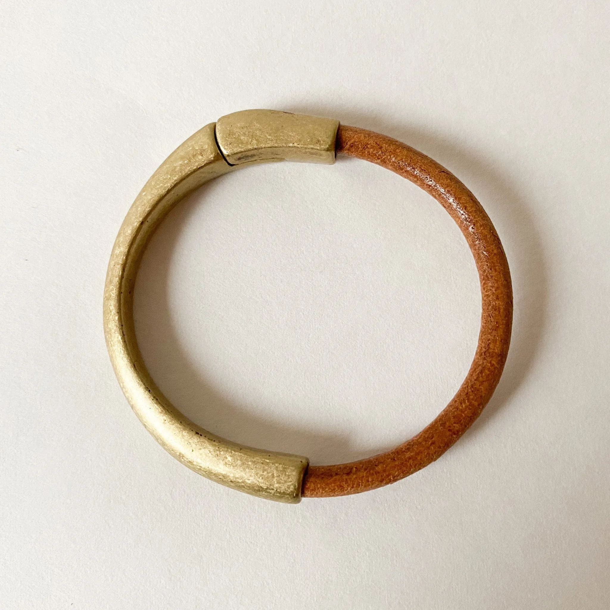 Camel/Cognac Leather Bracelet for Women, Medium Width