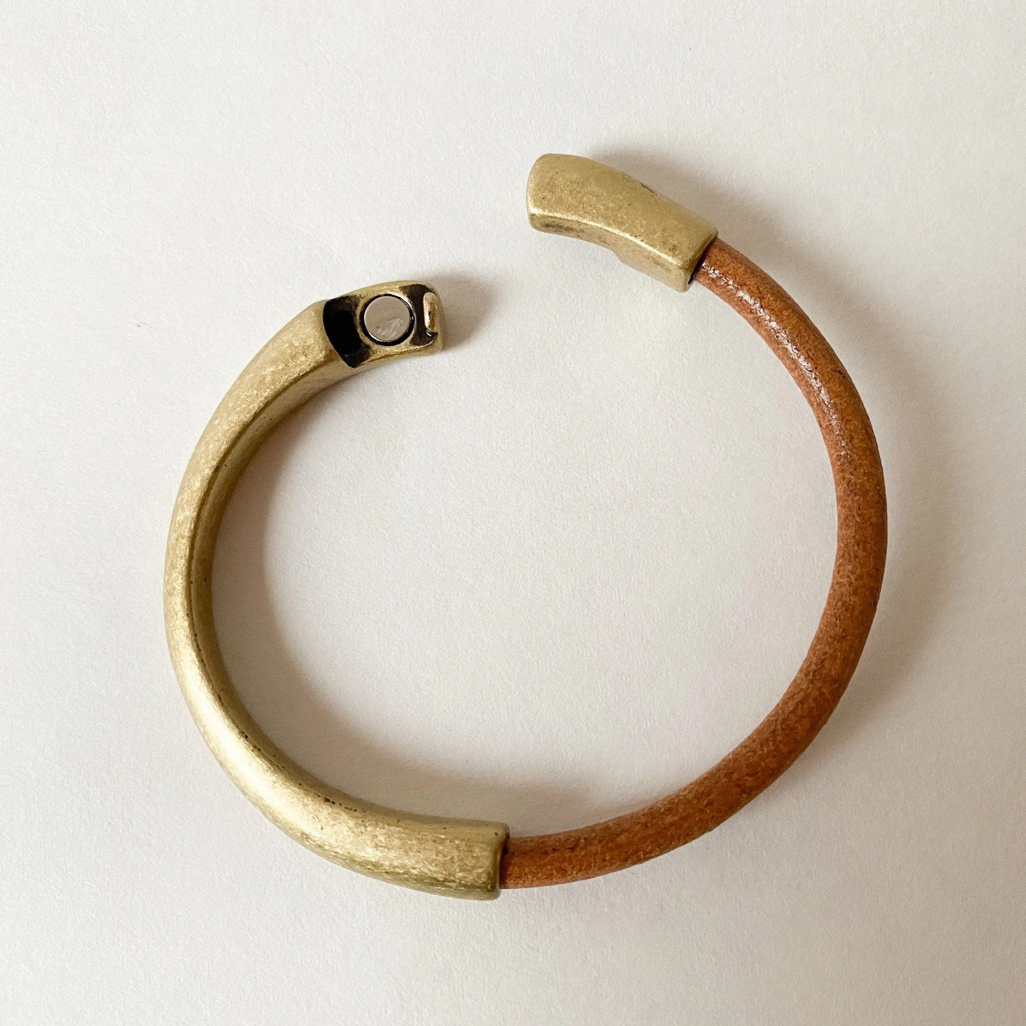 Camel/Cognac Leather Bracelet for Women, Medium Width