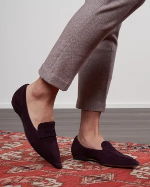 camoscio plum inner wedge loafer - camoscio plum