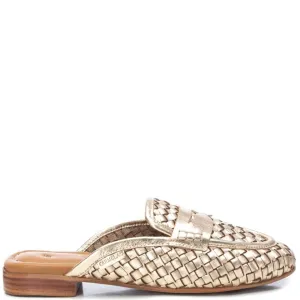 Carmela Gold Woven Leather Flat Slip On Mules