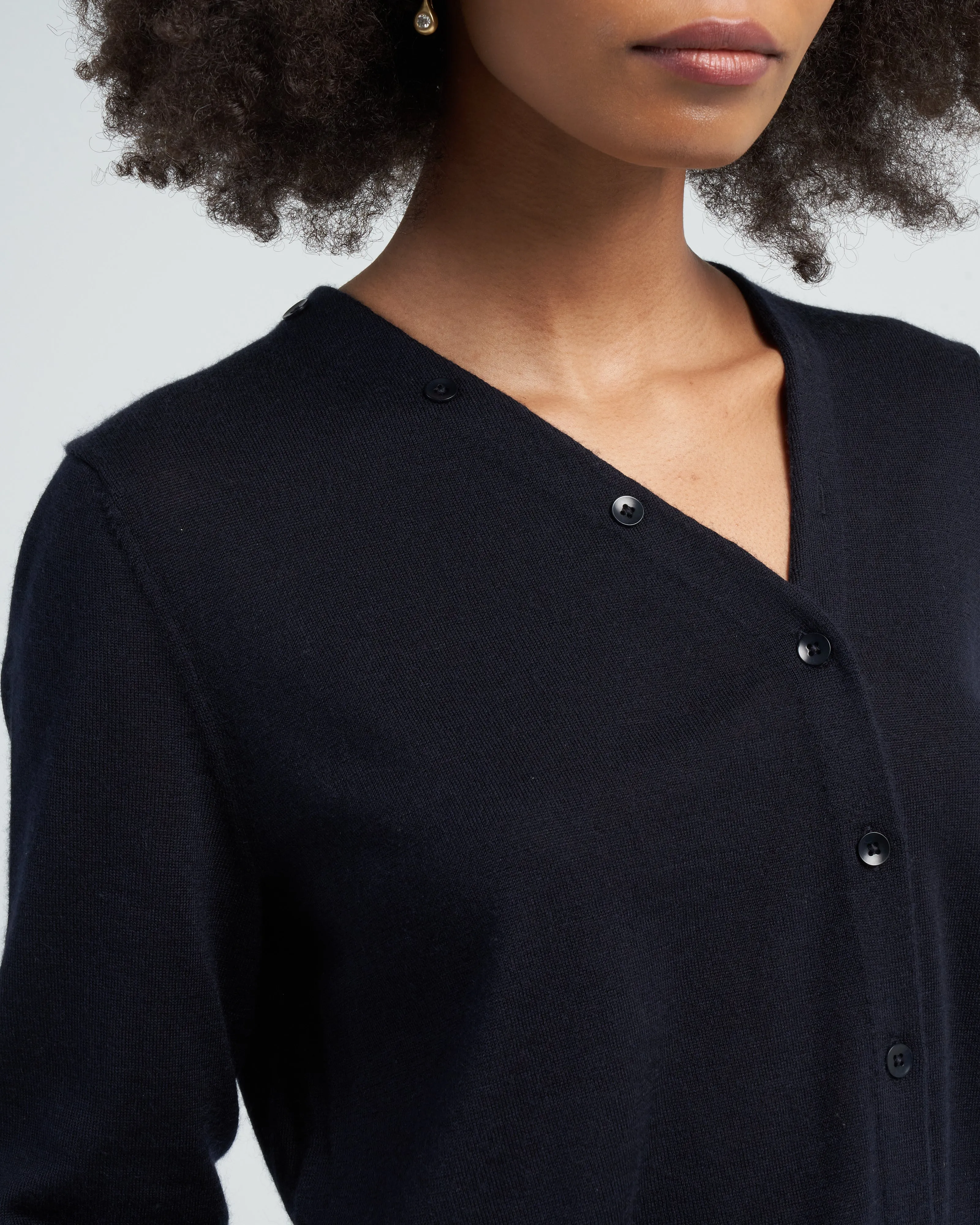 cashmere silk asymmetrical cardigan - navy