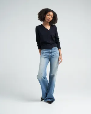 cashmere silk asymmetrical cardigan - navy