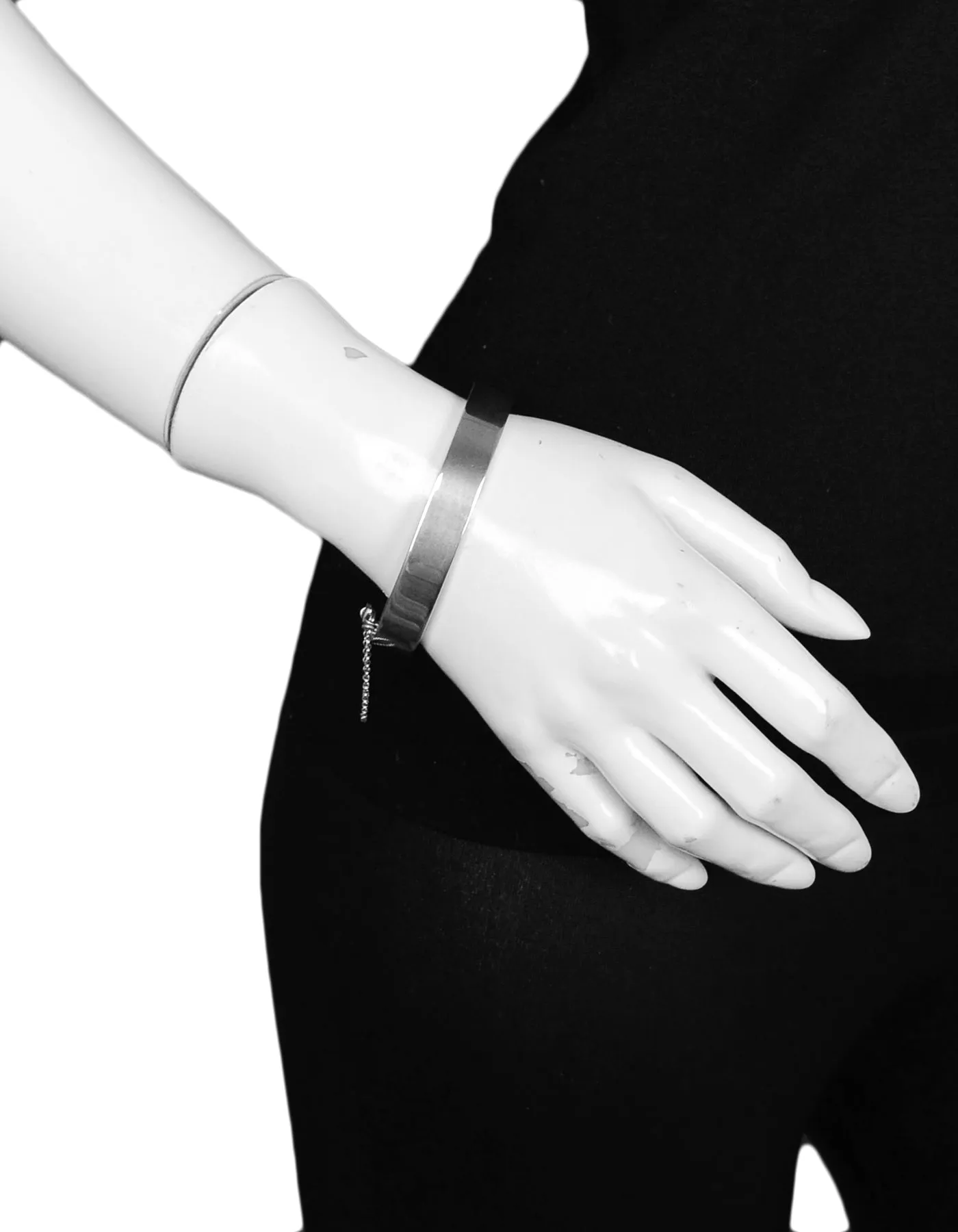 Celine Silvertone Narrow Manchette Cuff Bracelet