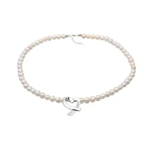 Children's  and Teen's Necklaces:  Freshwater Pearl Necklaces with Sterling Silver Crossed Heart Pendant