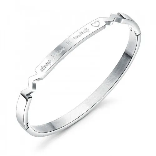 Children's, Teens' and Mothers Bangles:  Titanium Hinged Message Bangle with Gift Box