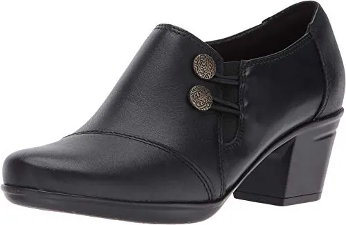 Clarks womens Emslie Warren Slip On Loafer, Black Leather, 8.5 Wide US