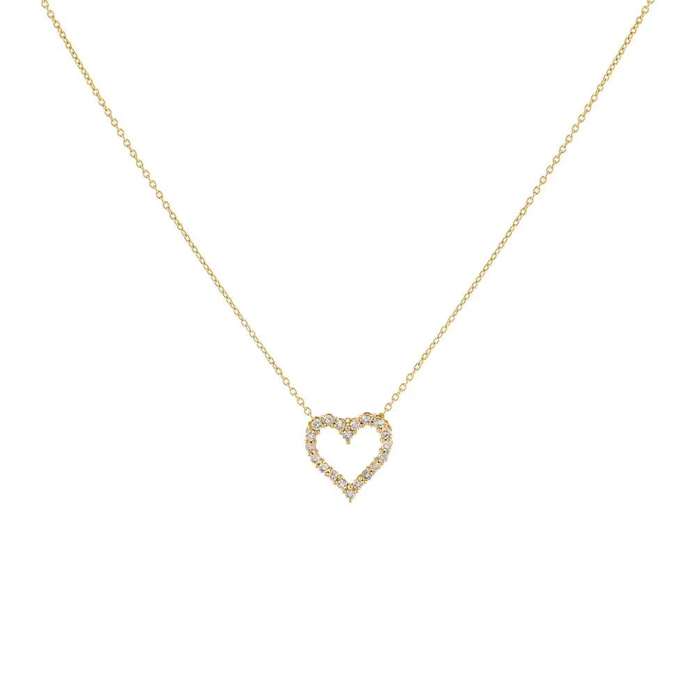 Classic Diamond Heart Necklace 14K