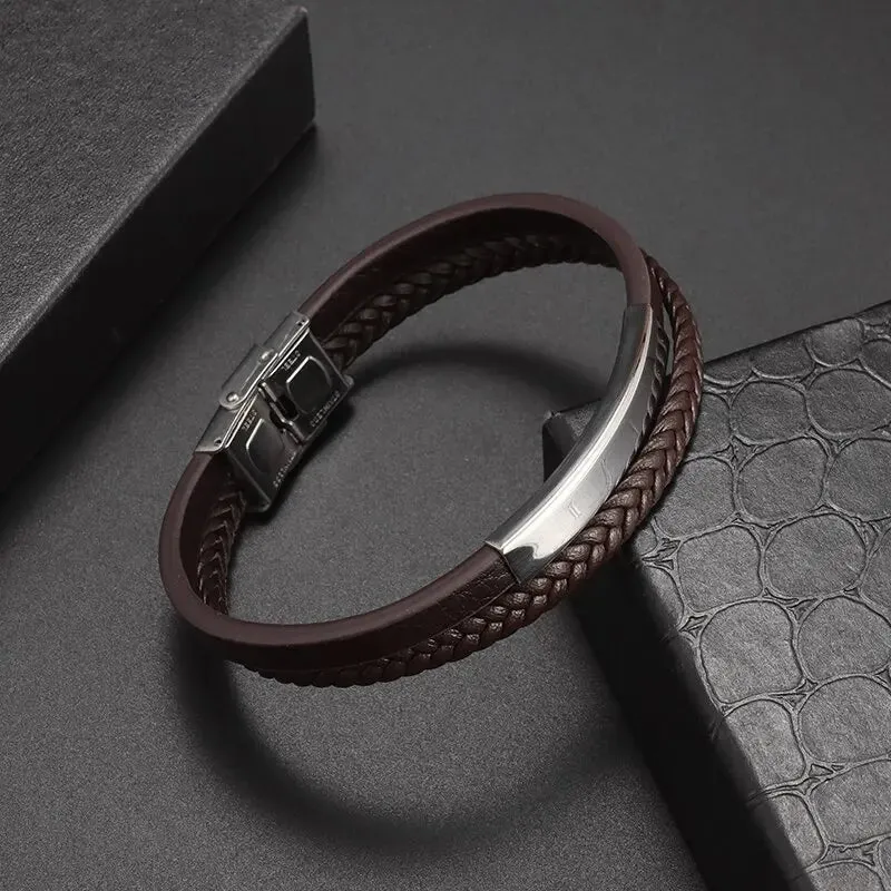 Classic Hand-Woven Leather Bracelet - Nordic Amulet Design