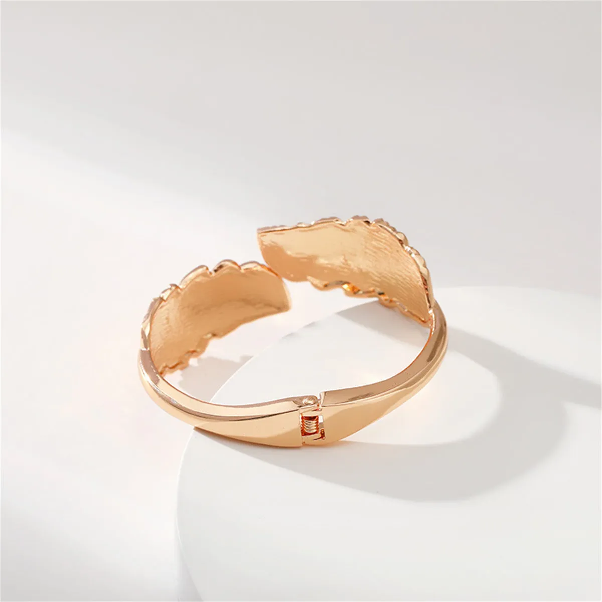 Clear Cubic Zirconia & 18K Gold-Plated Leaf Hinged Bypass Bangle