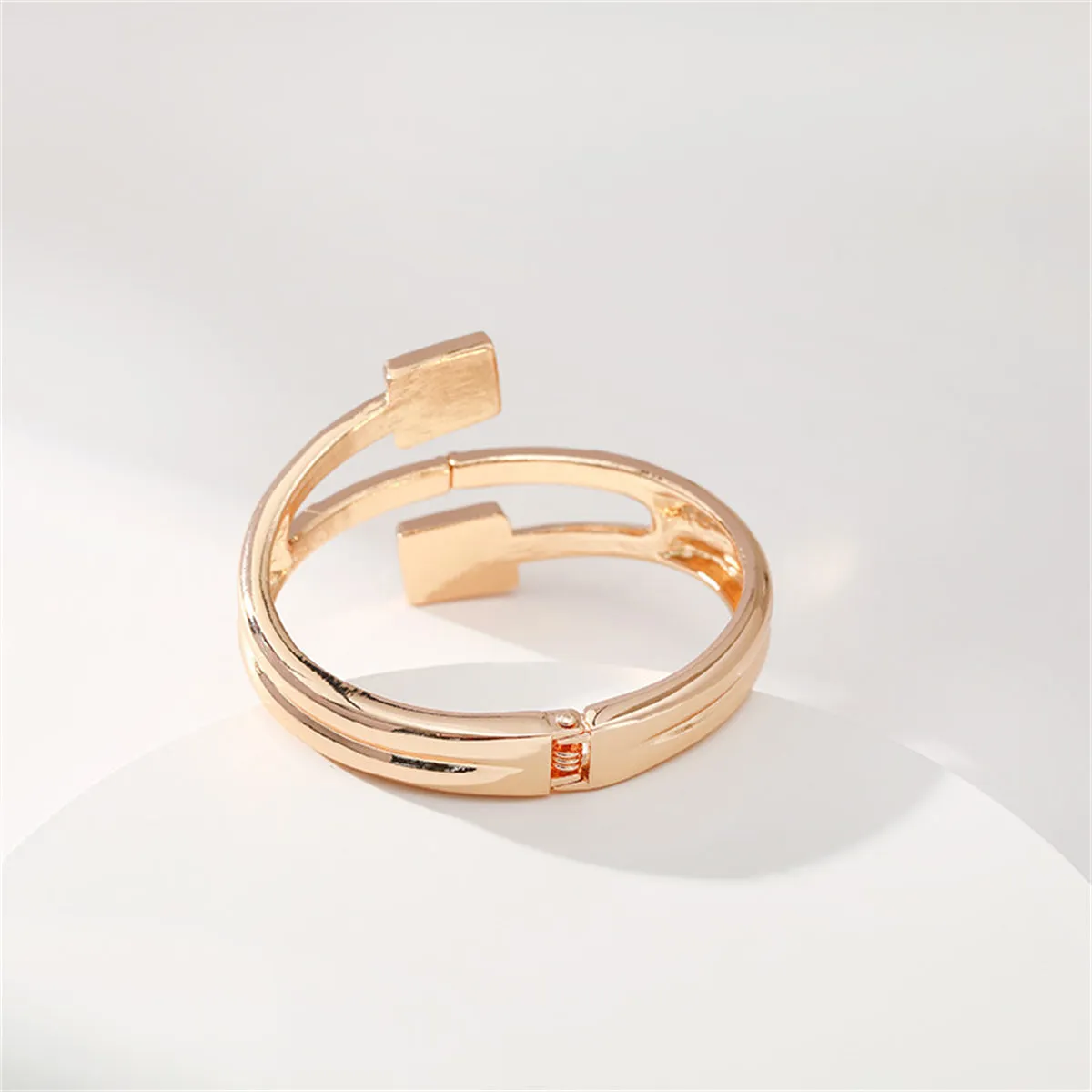 Clear Cubic Zirconia & 18K Gold-Plated Square Hinged Bypass Bangle