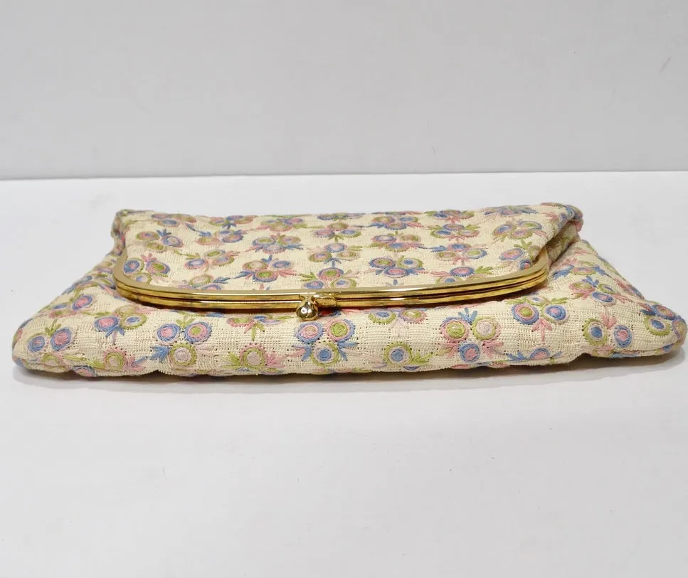 Coblentz 1960s Original Fold Over Embroidered Clutch