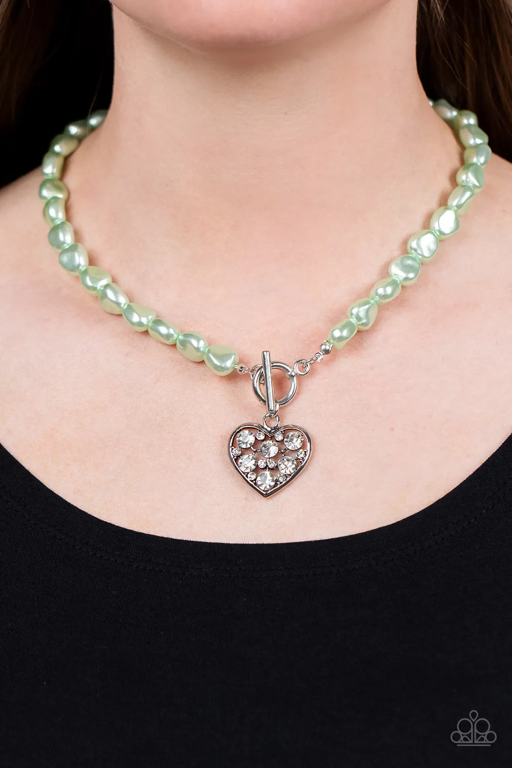Color Me Smitten - Green (Heart) Necklace