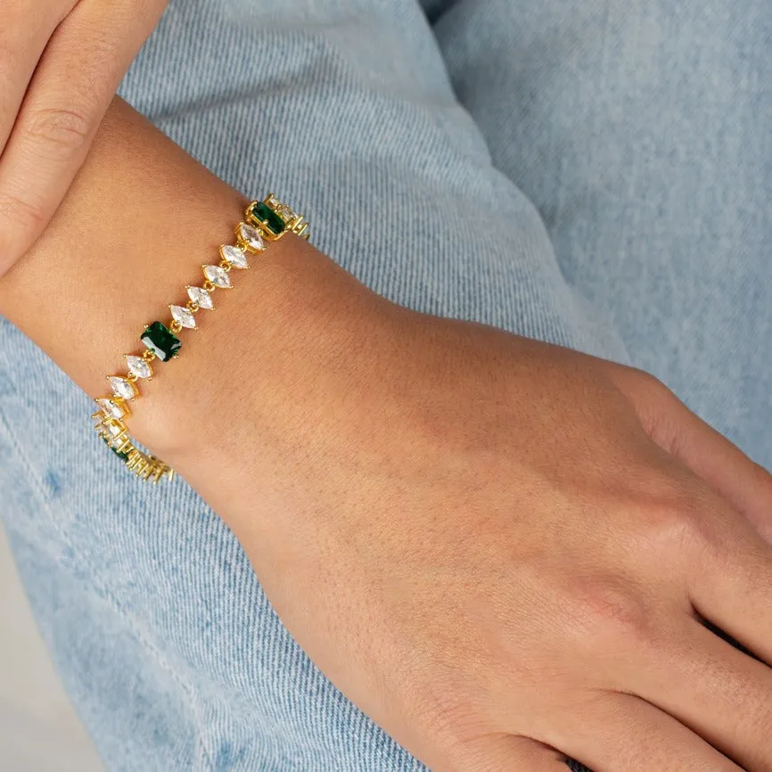 Colored Baguette X Marquise Tennis Bracelet