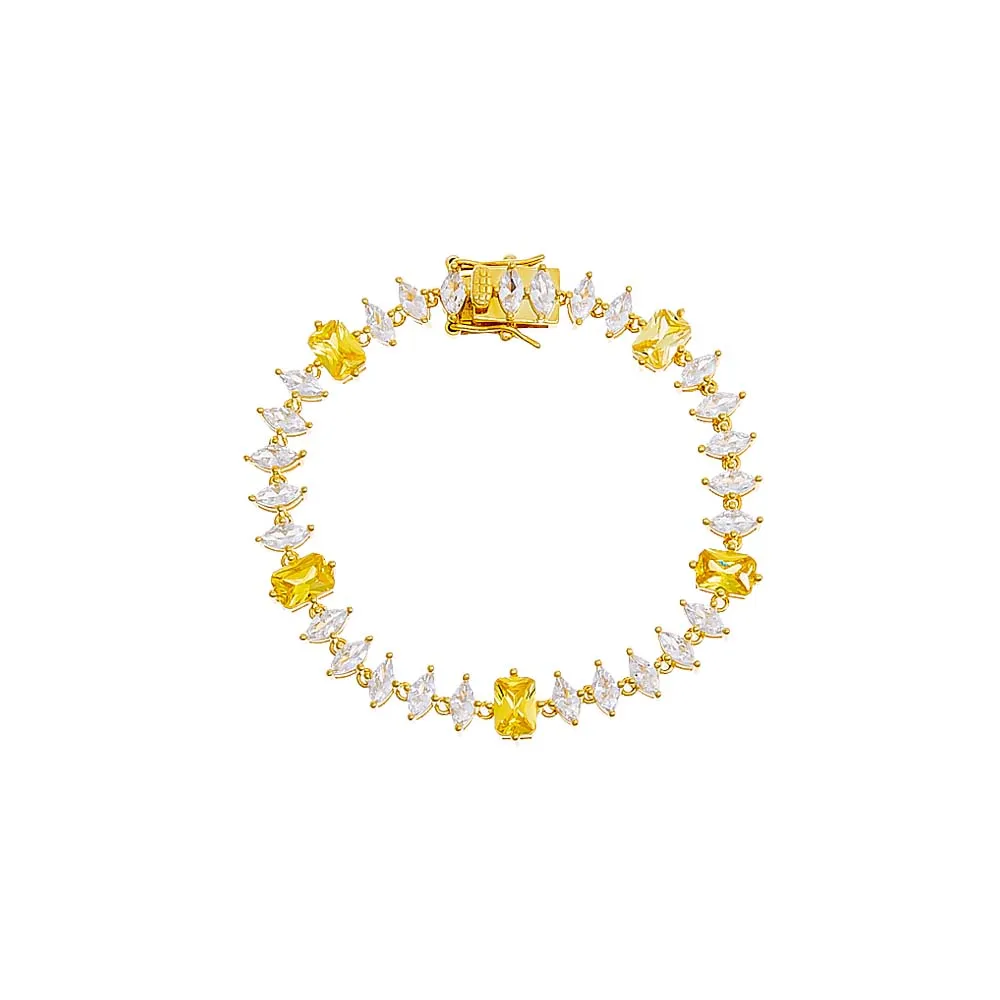 Colored Baguette X Marquise Tennis Bracelet