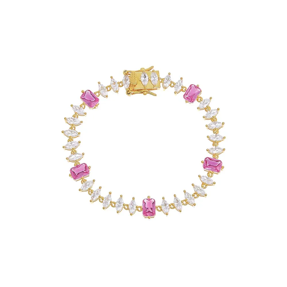 Colored Baguette X Marquise Tennis Bracelet