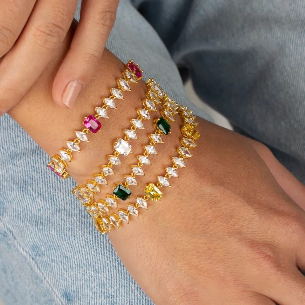 Colored Baguette X Marquise Tennis Bracelet
