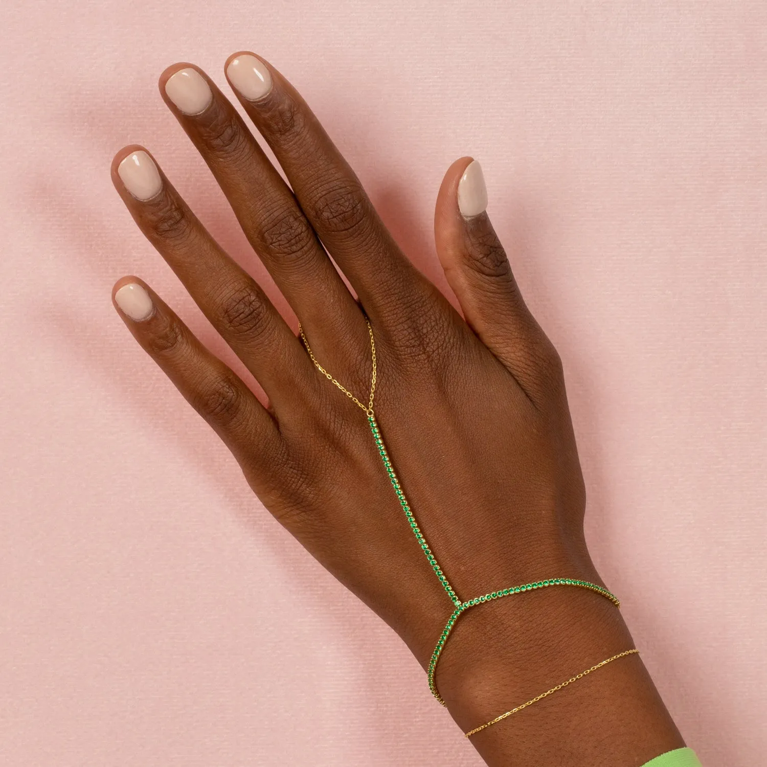 Colored Tennis Hand Chain Bracelet