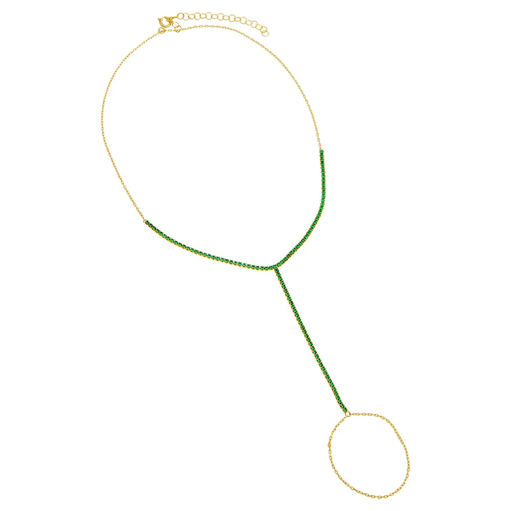 Colored Tennis Hand Chain Bracelet