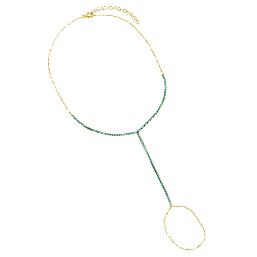 Colored Tennis Hand Chain Bracelet