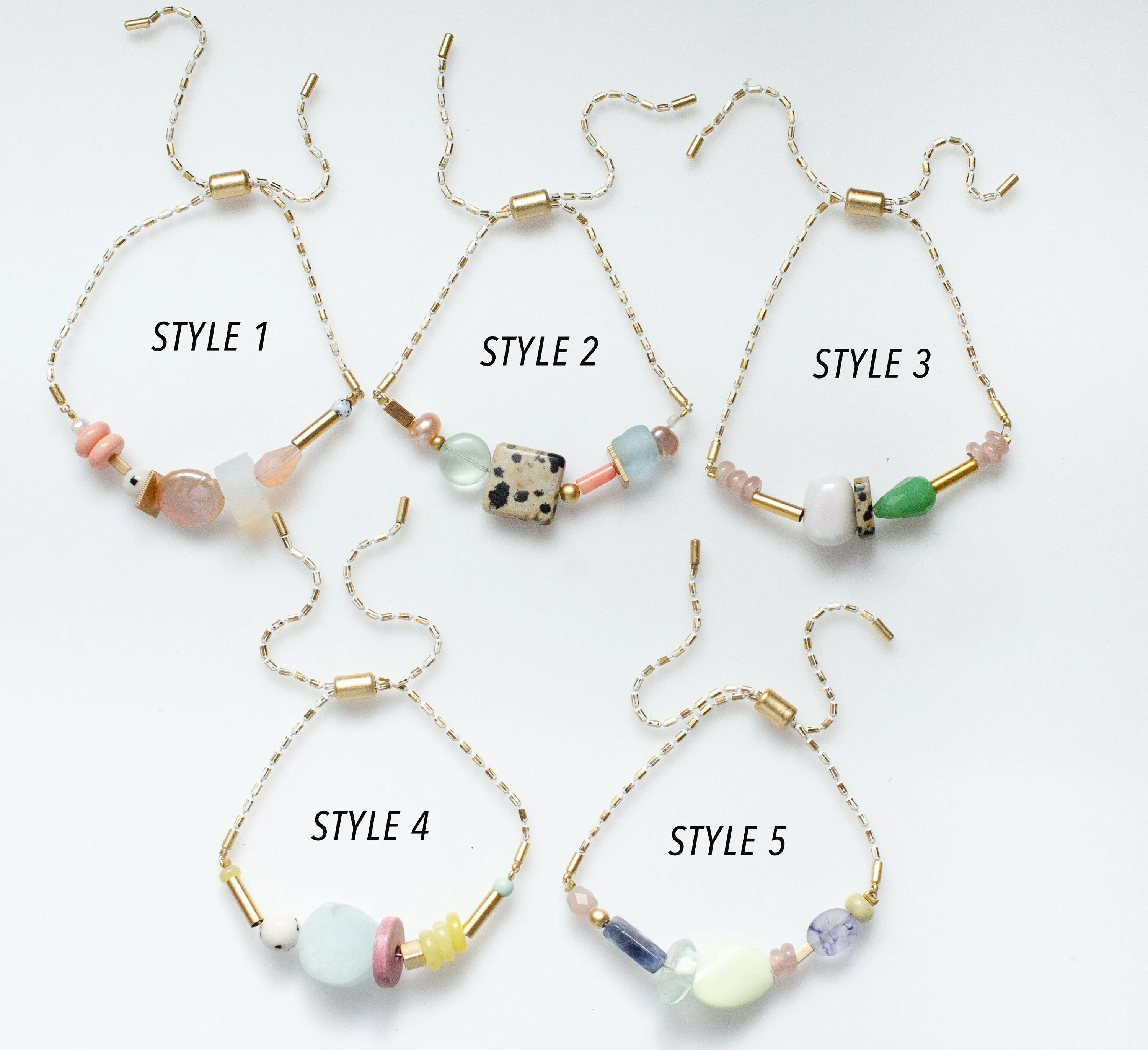 Colorful beaded bracelet, pull tie bracelet, gemstone bracelet, friendship bracelet, multi stone bracelet, beaded chain bracelet, gift
