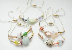 Colorful beaded bracelet, pull tie bracelet, gemstone bracelet, friendship bracelet, multi stone bracelet, beaded chain bracelet, gift