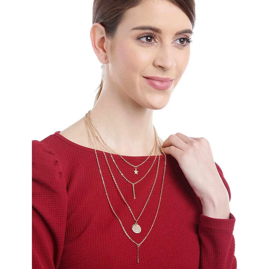 Combo of 2 Coin Butterfly Angel Layered Necklace
