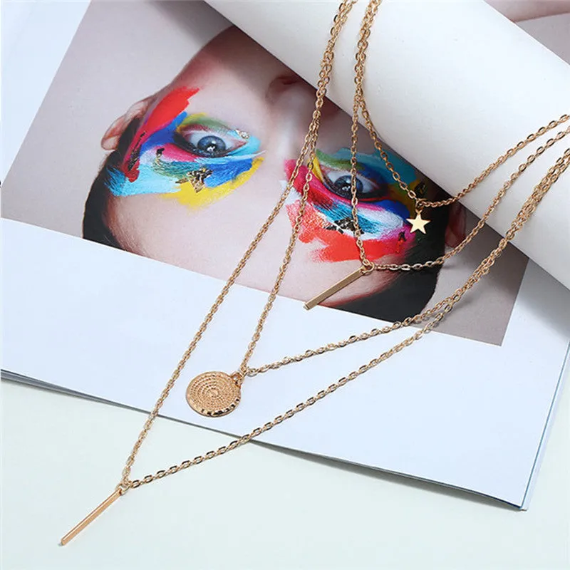 Combo of 2 Coin Butterfly Angel Layered Necklace