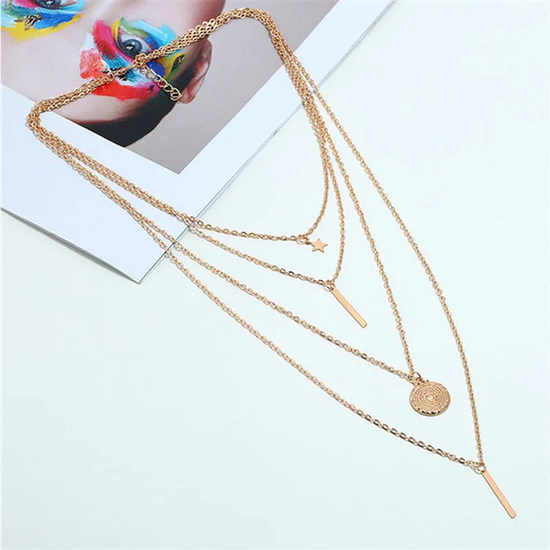 Combo of 2 Coin Butterfly Angel Layered Necklace