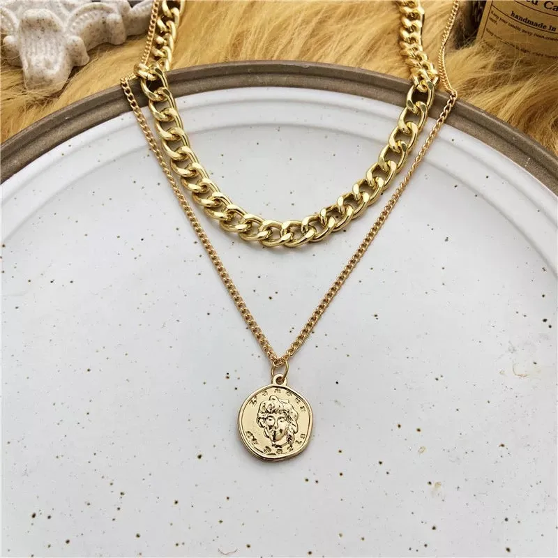 Combo of 2 Gold Plated Coin and Butterfly Necklace
