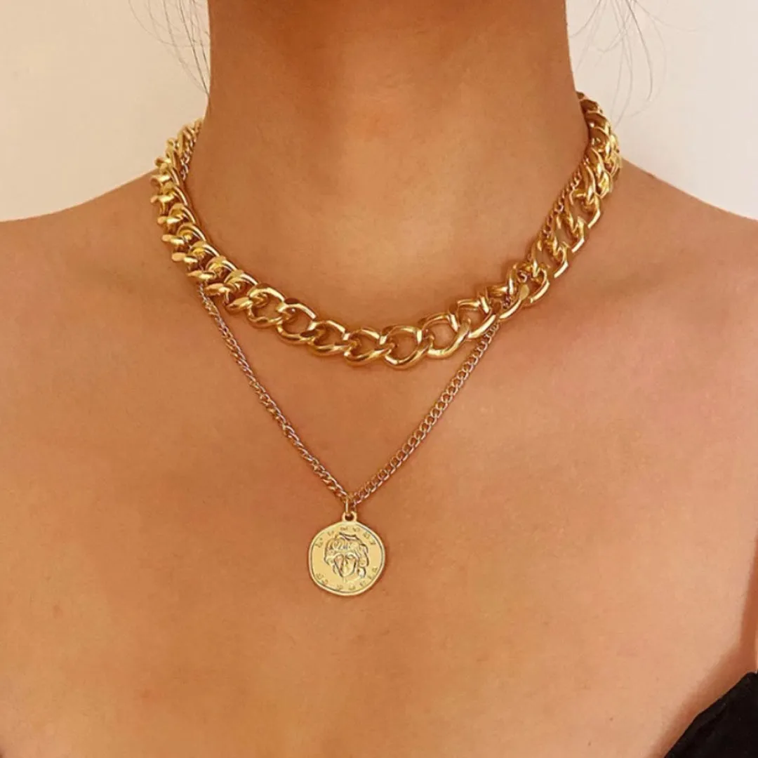 Combo of 2 Gold Plated Coin and Butterfly Necklace