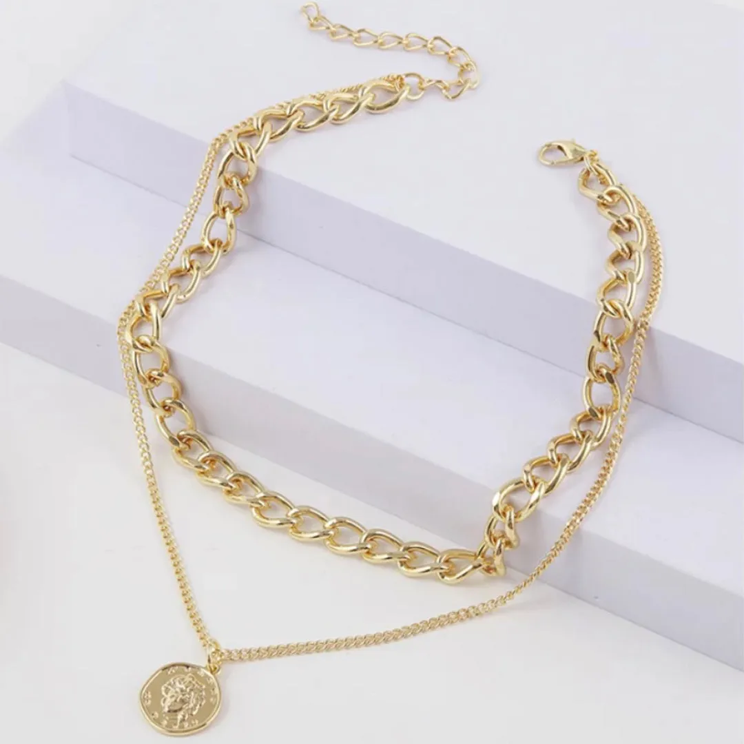 Combo of 2 Gold Plated Coin and Butterfly Necklace