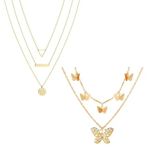 Combo of 2 Gold Plated Layered Necklace