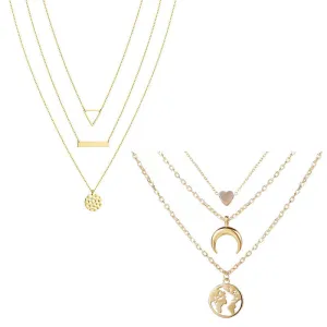 Combo of 2 Gold Plated Layered Necklace