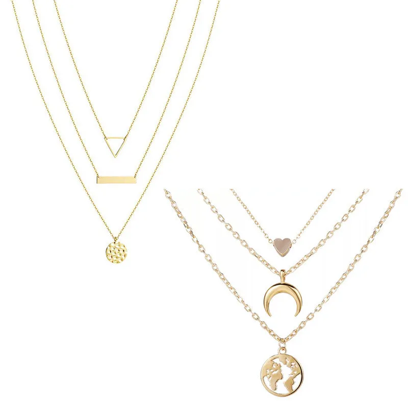 Combo of 2 Gold Plated Layered Necklace