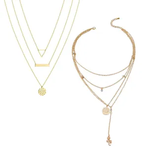 Combo of 2 Gold Plated Layered Necklaces