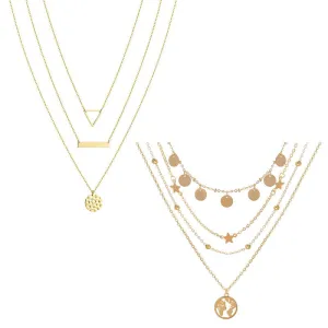 Combo of 2 Gold Plated Layered Pendant