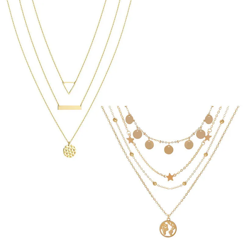 Combo of 2 Gold Plated Layered Pendant