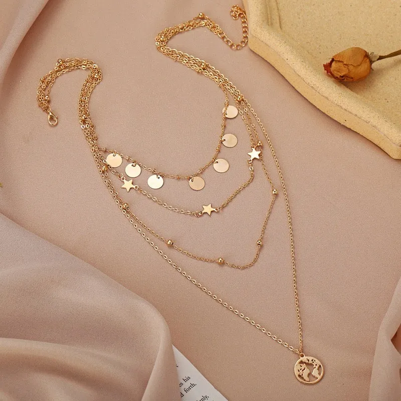 Combo of 2 Gold Plated Layered Pendant