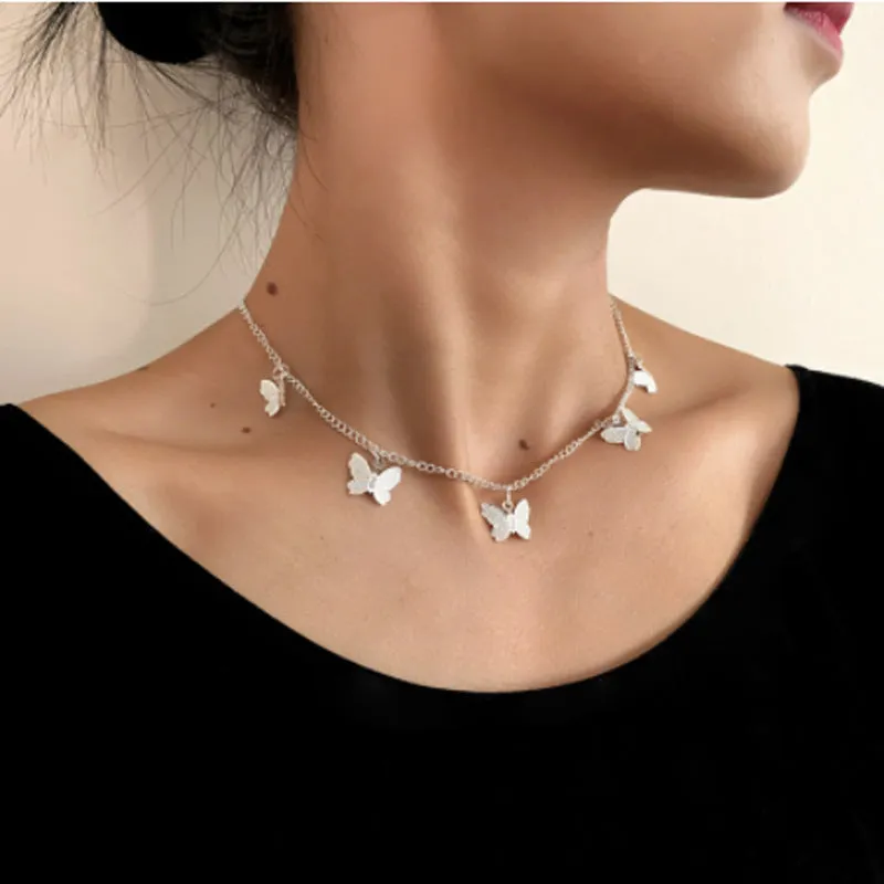Combo of 2 Layered Heart Lock Butterfly Necklace