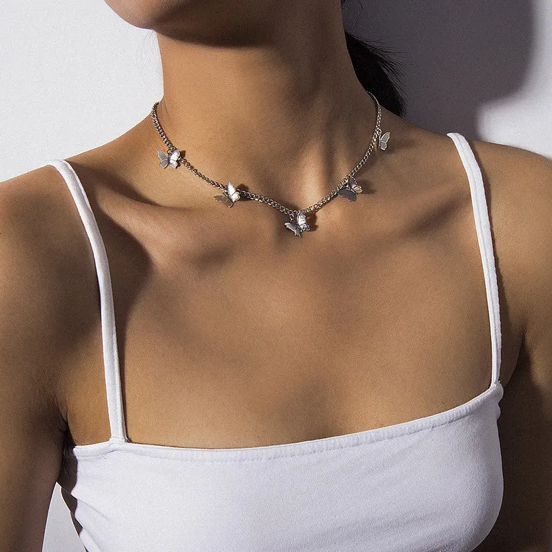 Combo of 2 Layered Heart Lock Butterfly Necklace