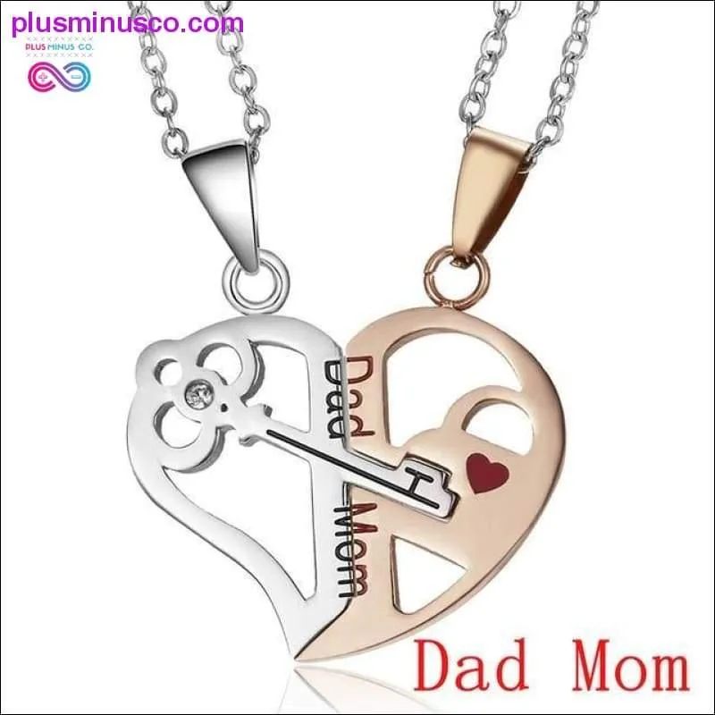 Couple Necklace Heart 2 pcs Key Locket Dad Mom Love you