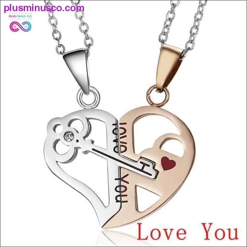 Couple Necklace Heart 2 pcs Key Locket Dad Mom Love you