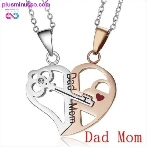 Couple Necklace Heart 2 pcs Key Locket Dad Mom Love you